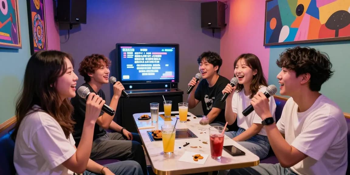 제주유흥에서 다양한 즐거움을 느끼는 친구들, 노래방에서 행복한 순간을 공유하는 모습