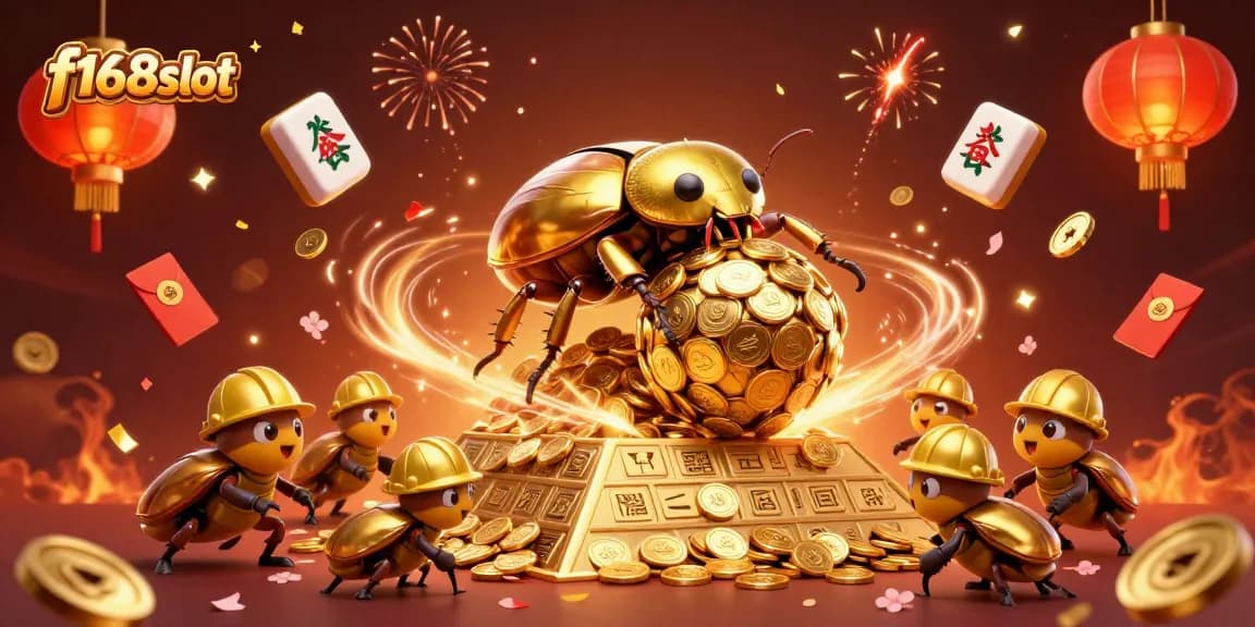 Experience thrilling wins with f168slot as gold coins cascade in this vibrant 3D casino scene.