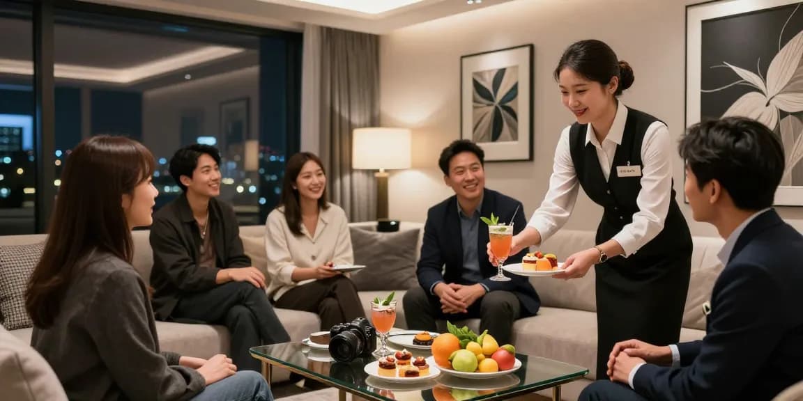 강남 쩜오에서 우아한 분위기를 즐기는 게스트와 호스트의 모습