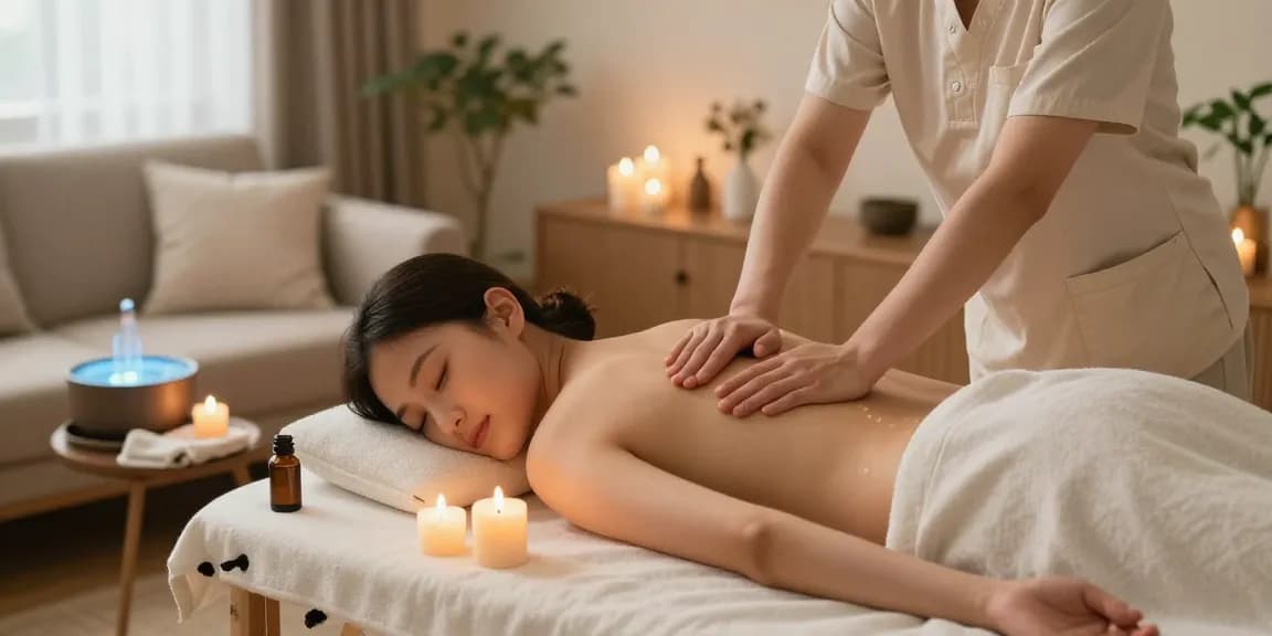인천출장안마 서비스로 집에서 편안하게 마사지를 받는 모습
