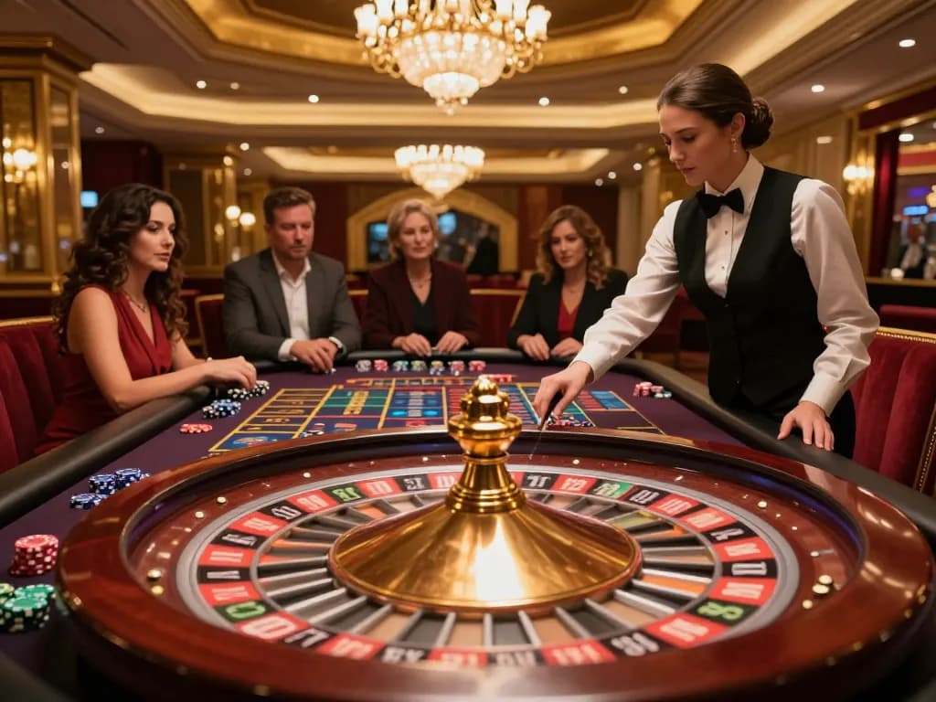 Exciting scene of roulette gameplay showcasing players at TR88 đăng nhập table, vibrant colors and thrilling atmosphere