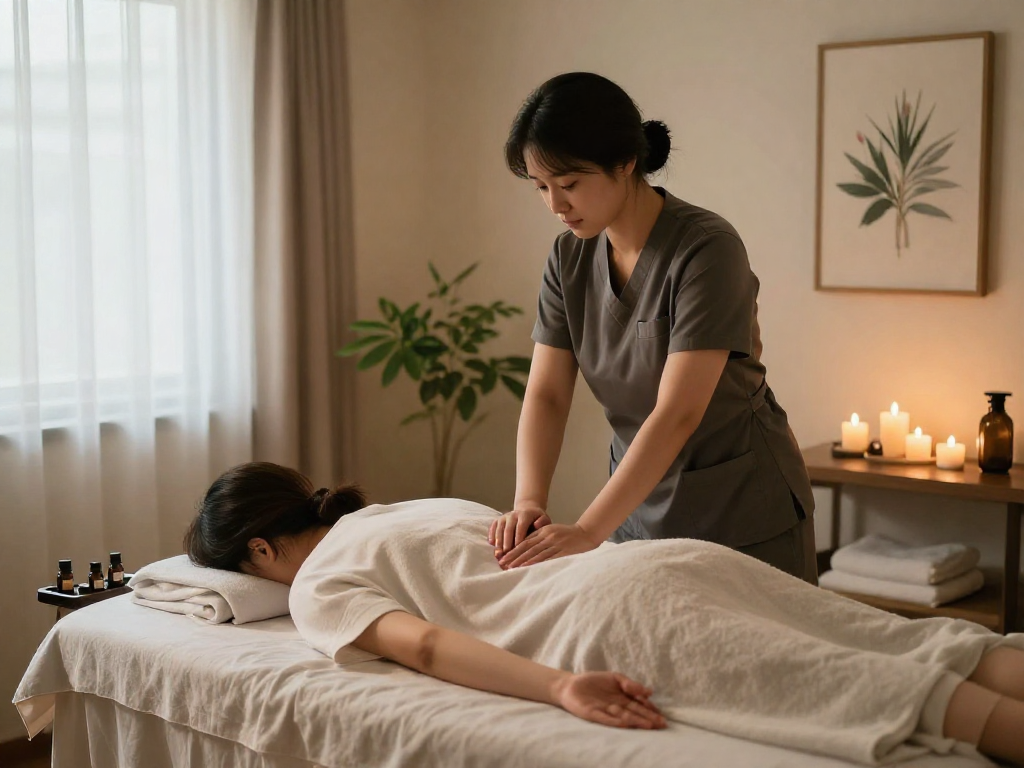 Experience 영등포출장마사지 in a serene spa setting with candles and soothing decor.