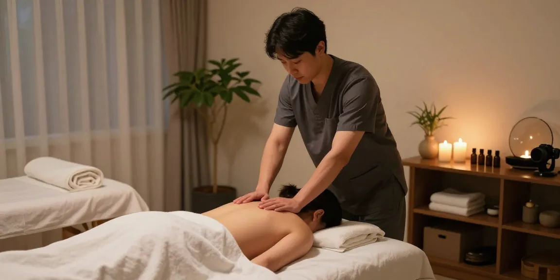 제주마사지로 편안한 남성 전용 마사지 실내 공간의 마사지 모습