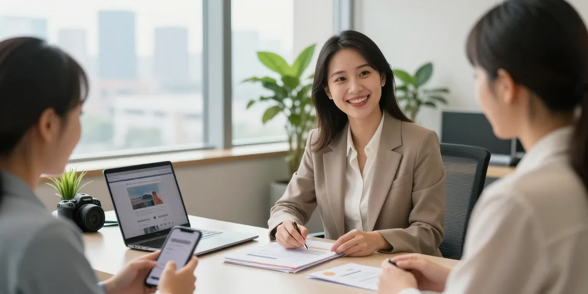 Professional advisor discussing 오피 services with client in a welcoming office setting.
