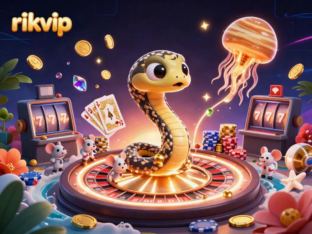 Experience thrilling gameplay with rikvip, where cosmic dealers and astronaut mice engage in a dynamic betting scene.