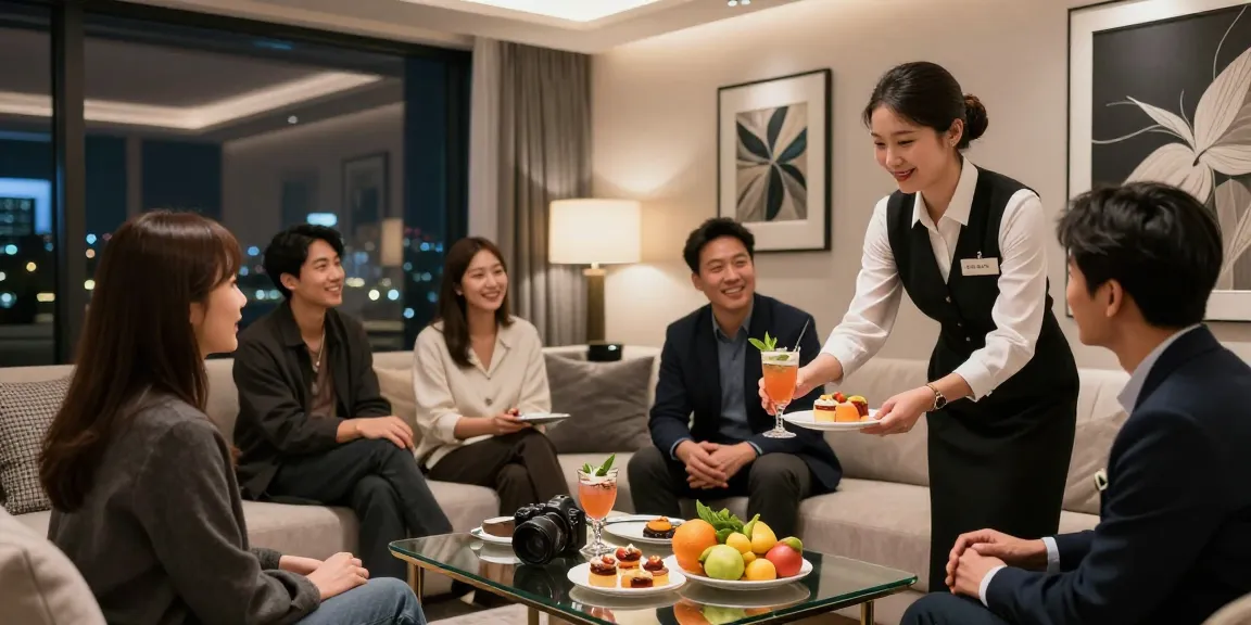 강남 쩜오에서 우아한 분위기를 즐기는 게스트와 호스트의 모습