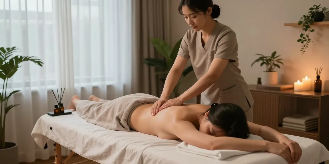 안산출장마사지 session featuring a skilled therapist providing a relaxing massage in a serene home setting.