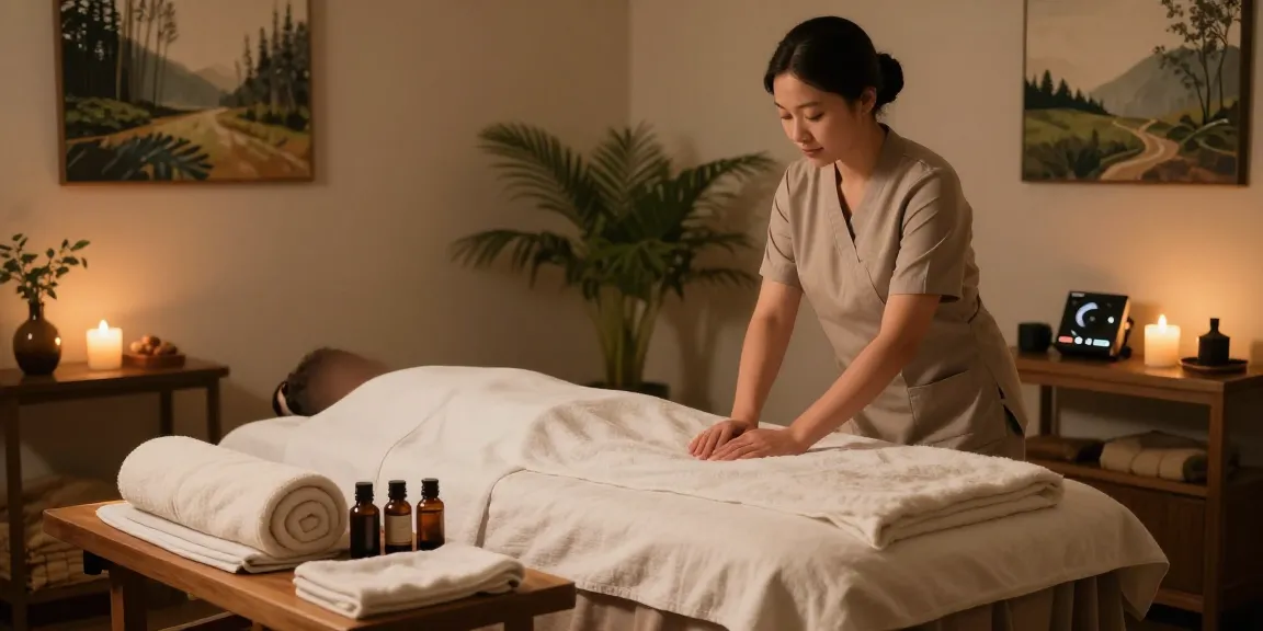 1인샵 마사지 룸에서의 편안한 분위기와 관리사가 준비하는 모습