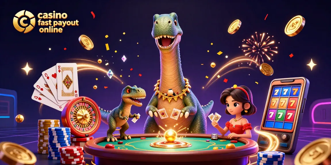 Experience the excitement of casino fast payout online with a dynamic 3D illustration of a casino scene.