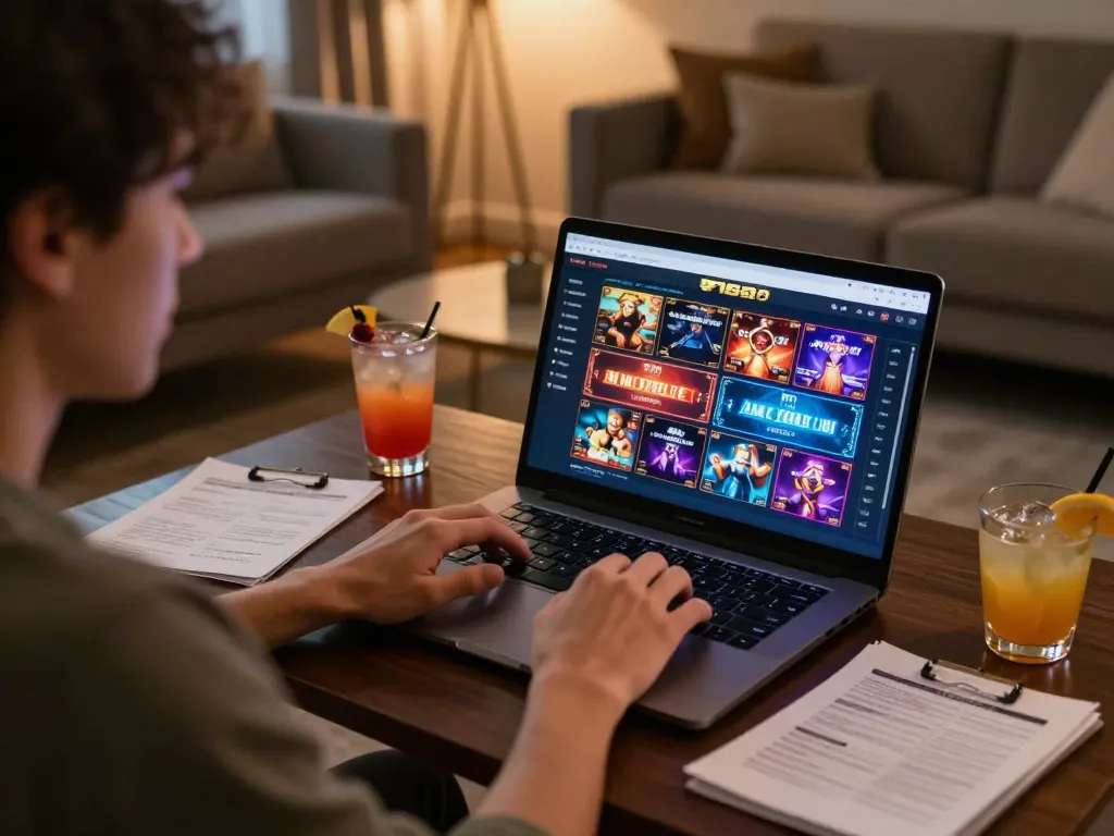 The player engaging in online gaming at home with F168's vibrant platform and betting notes