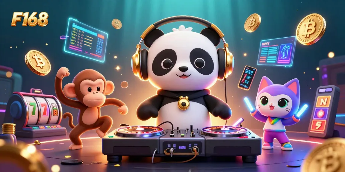 Play exciting games at F168 and enjoy dynamic fun with characters in a vibrant casino scene